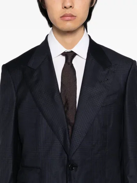 Costum Tom Ford în carouri de costum albastru