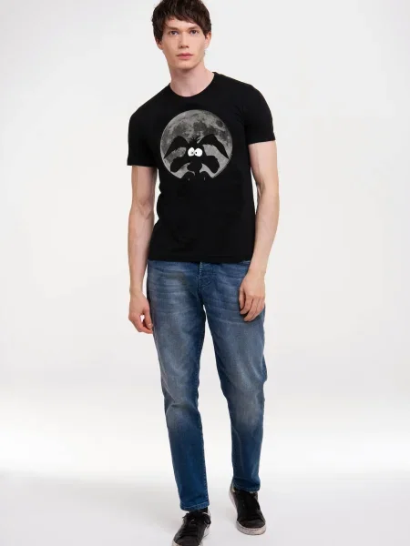 LOGOSHIRT Tričko Looney Tunes Coyote Mond' čierna