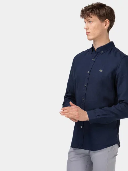 Lacoste Сорочка Темно-синій Льон синя