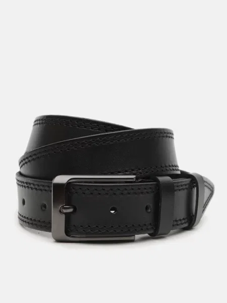 Кожаный ремень Borsa Leather с ремешками черный