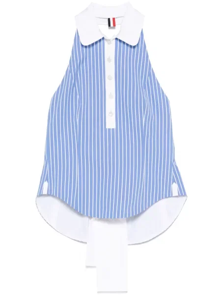 Top Thom Browne cu gât halter albastru