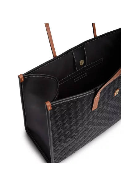 Tommy Hilfiger Geantă shopper TH CITY cu adaos de piele negru