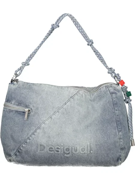 Geanta crossbody Desigual cu autograf albastru