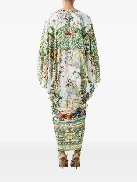 Rochie maxi Camilla cu model floral cu imagine alb