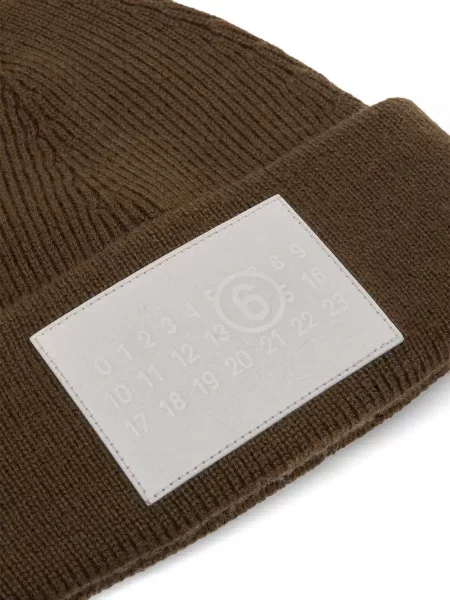 Pletena kapa Mm6 Maison Margiela s autogramom zelena