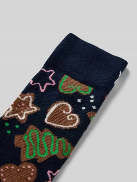 Skarpety z wyhaftowanym logo model ‘Gingerbread Cookies’ Happy Socks granatowe