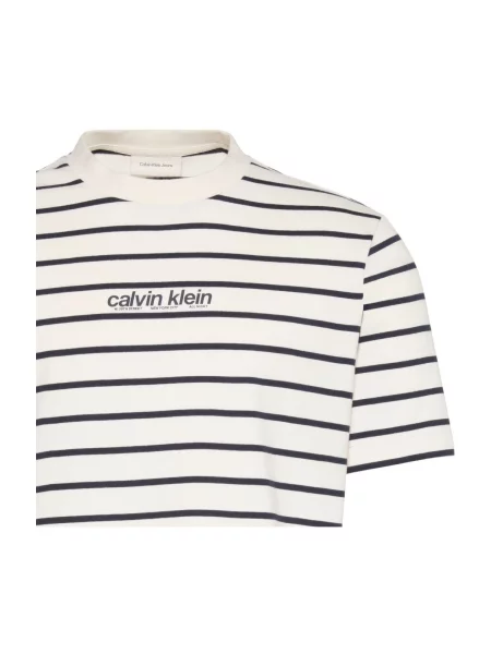 Tricou Calvin Klein Jeans cu dungi alb