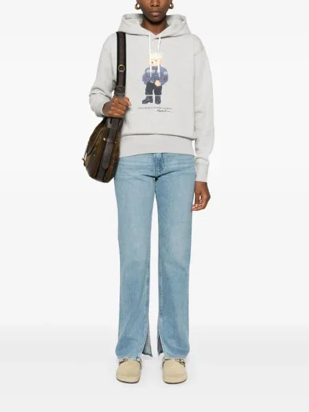 Klasikiniai siuvinėta pledinė polo marškinėliai Polo Ralph Lauren mėlyna