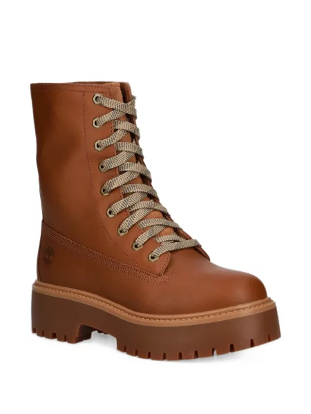 Botine Timberland cu șireturi cu platformă din dantelă maro