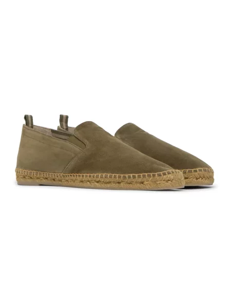 Espadryle Castaner skórzane bez obcasa zielone