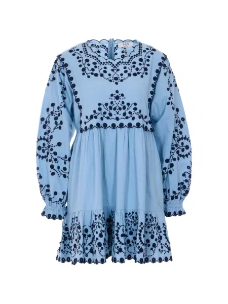 Rochie maxi Sea cu broderie lungă de costum albastru