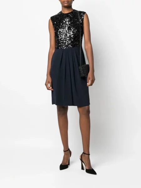 Hedvábné oblekové šaty Christian Dior Pre-owned modré