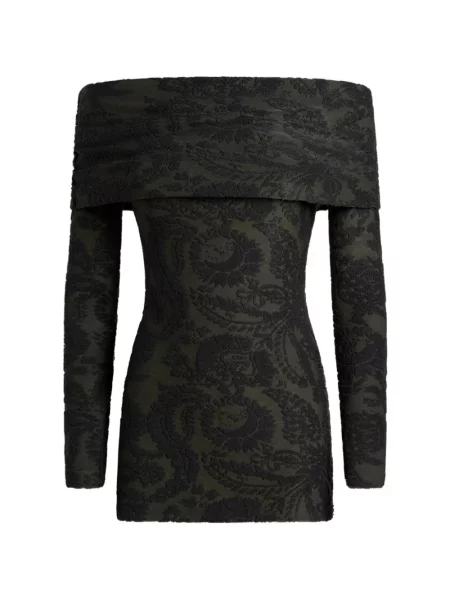 Pulover Etro cu model paisley din jacard verde