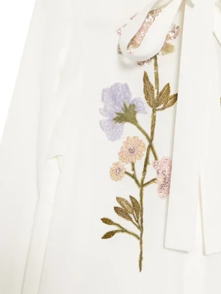 Bluză Elie Saab cu funde cu model floral alb