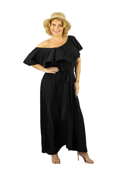 Maksi sukienka maxi Pri z falbankami czarna