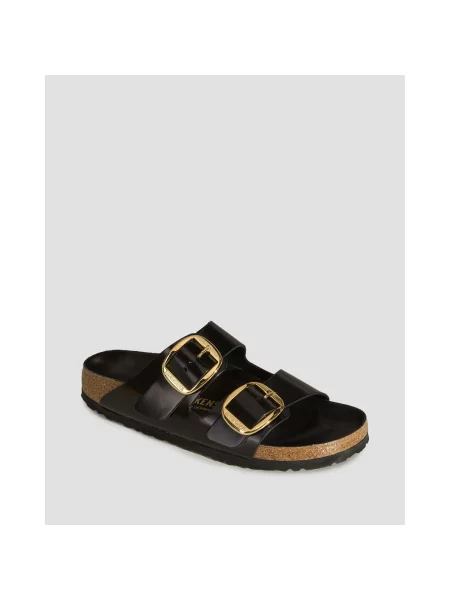 Birkenstock klapki skórzane Arizona Big Buckle czarne