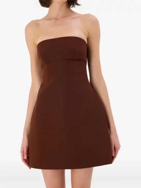 Rochie mini Occleus fără bretele maro