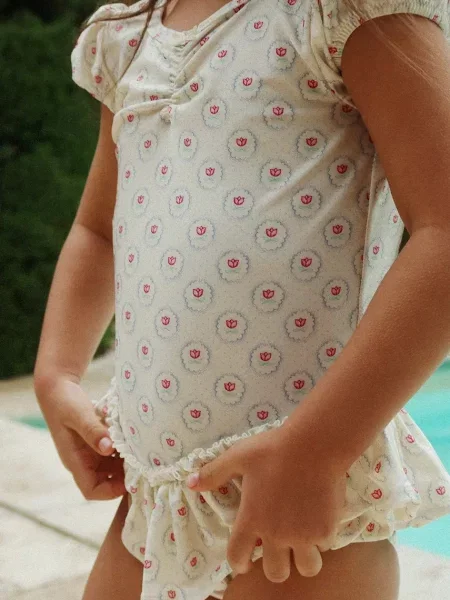 Konges Sløjd Jednodílné dětské plavky MALTI SWIMSUIT GRS béžové