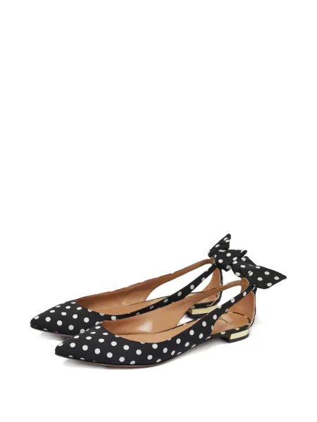 Puntíkaté baleríny Aquazzura s mašlí černé