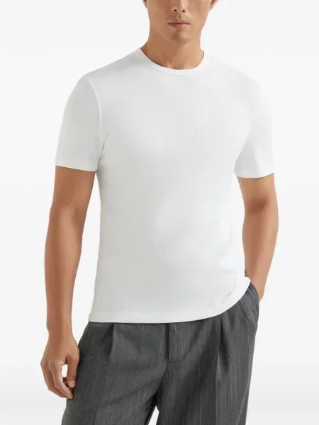 Tricou Brunello Cucinelli cu decolteu rotund alb