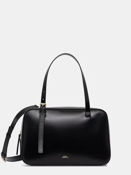 A.P.C. geantă crossbody pentru femei din piele SAC VIRGINIE BOX negru