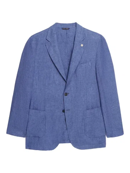 Lněné jednořadé sako Brooks Brothers modré