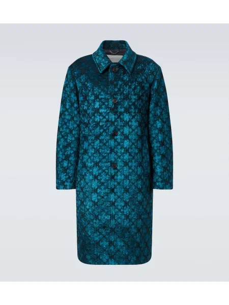 Palton Dries Van Noten în carouri albastru