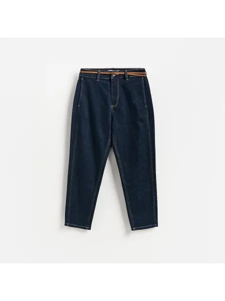Reserved LADIES` JEANS TROUSERS & BELT tmavomodrá