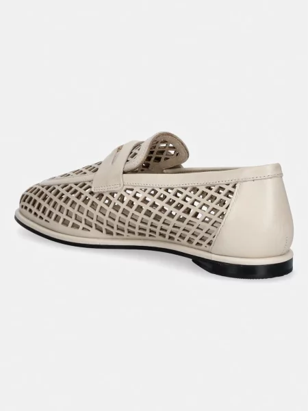 Tommy Hilfiger mokasyny skórzane TH COIN LTH LOAFER LASER CUT beżowe