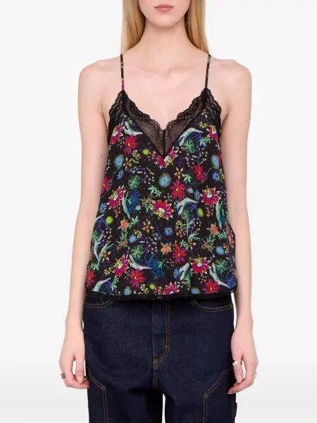 Топ Zadig&voltaire на цветя с дантела черно