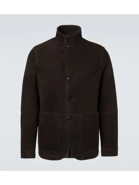 Geacă Zegna din piele de căprioară maro