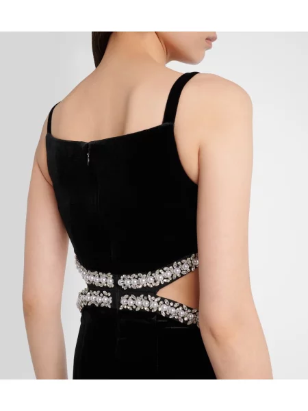Rochie maxi Self-portrait de catifea de costum negru