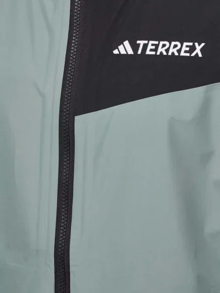 Geacă cu puf Adidas din piele de căprioară cu dungi cu glugă albastru