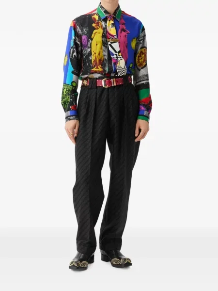 Pantaloni Versace de lână negru