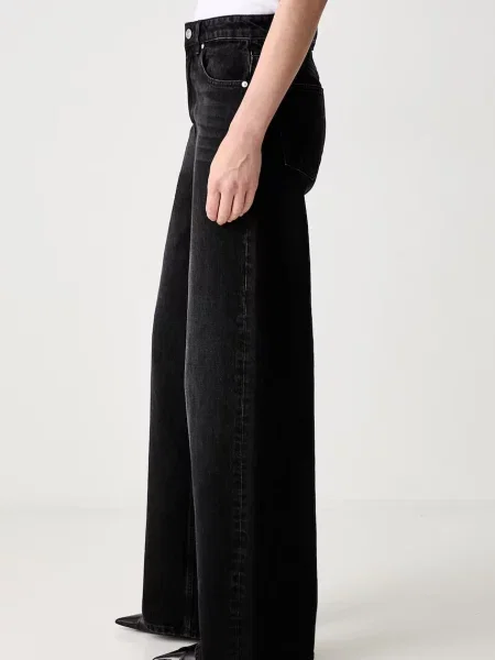 GANNI Lari jeansy wide leg czarne