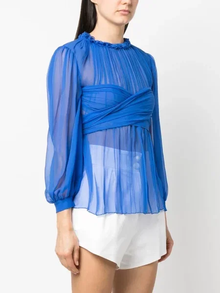 Μπλούζα Alberta Ferretti με βολάν μπλε