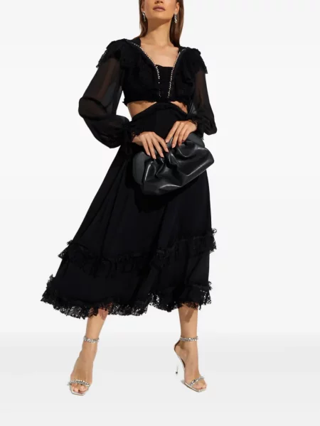 Sukienka midi Ixiah koronkowa do kolan garniturowa czarna