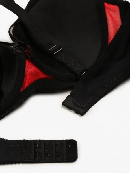 Sutien Push-Up Negru-Roșu cu Dantelă Suffa negru