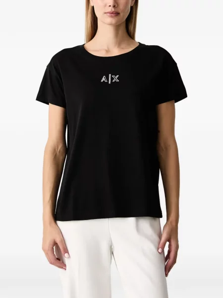 Tricou Armani Exchange cu autograf negru