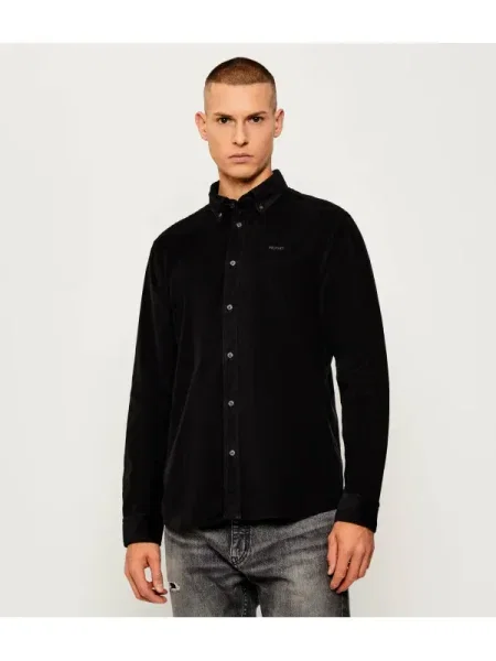 HUGO De catifea reiată cămașă Epazo | Straight fit negru