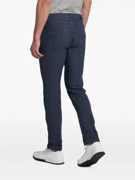 Cu centură pantaloni Kiton cu 5 buzunare albastru