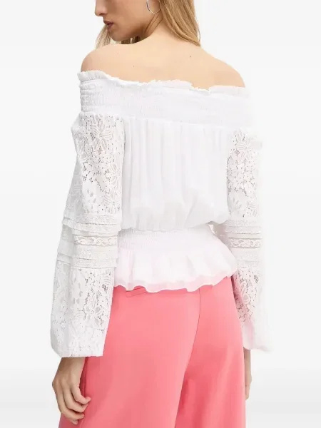 Top Guess din dantelă alb