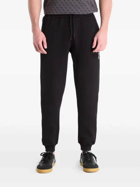 Pantaloni de jogging Guess cu dungi alergare negru