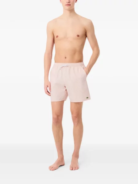 Slip de baie Lacoste cu dungi cu cordon roz