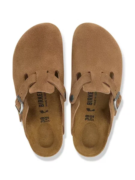 Birkenstock чехли сабо от велур Boston Suede Leather кафяво