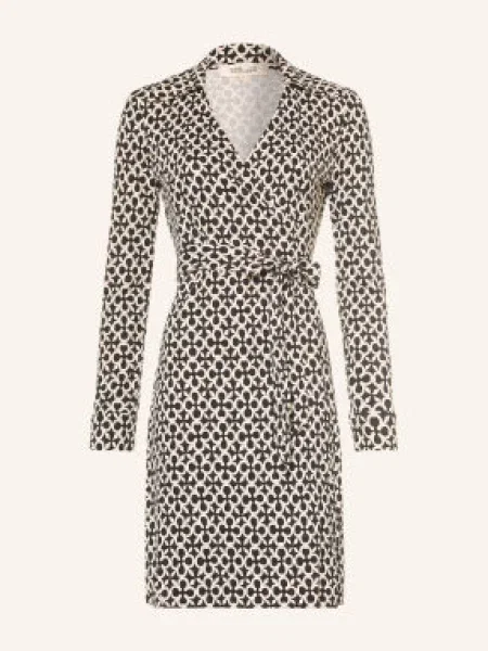 Diane Von Furstenberg Zavinovací Šaty New Jeanne Z Hedvábí černá / hnědá bílá