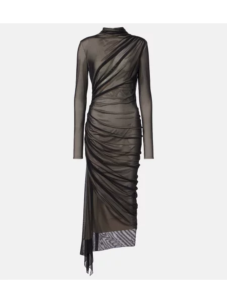 Rochie midi Mugler plasă până la genunchi de costum negru