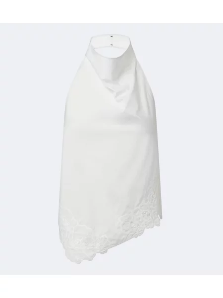 Top Sir cu gât halter alb