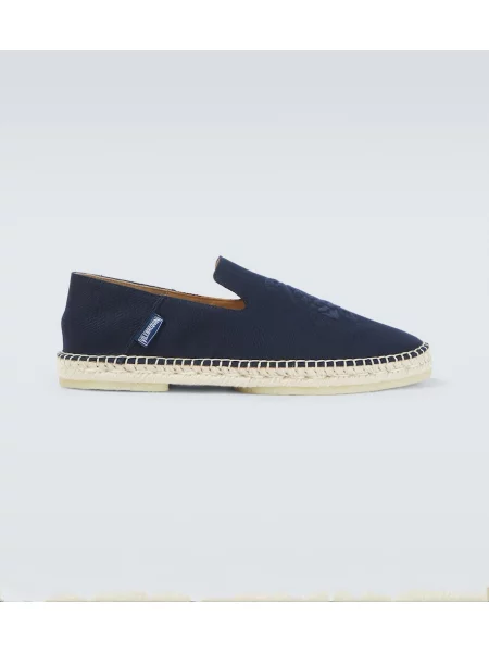 Espadrile Vilebrequin cu broderie din canvas albastru