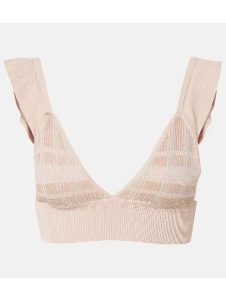 Dzianinowy top Bananhot w kratkę prążkowany różowy